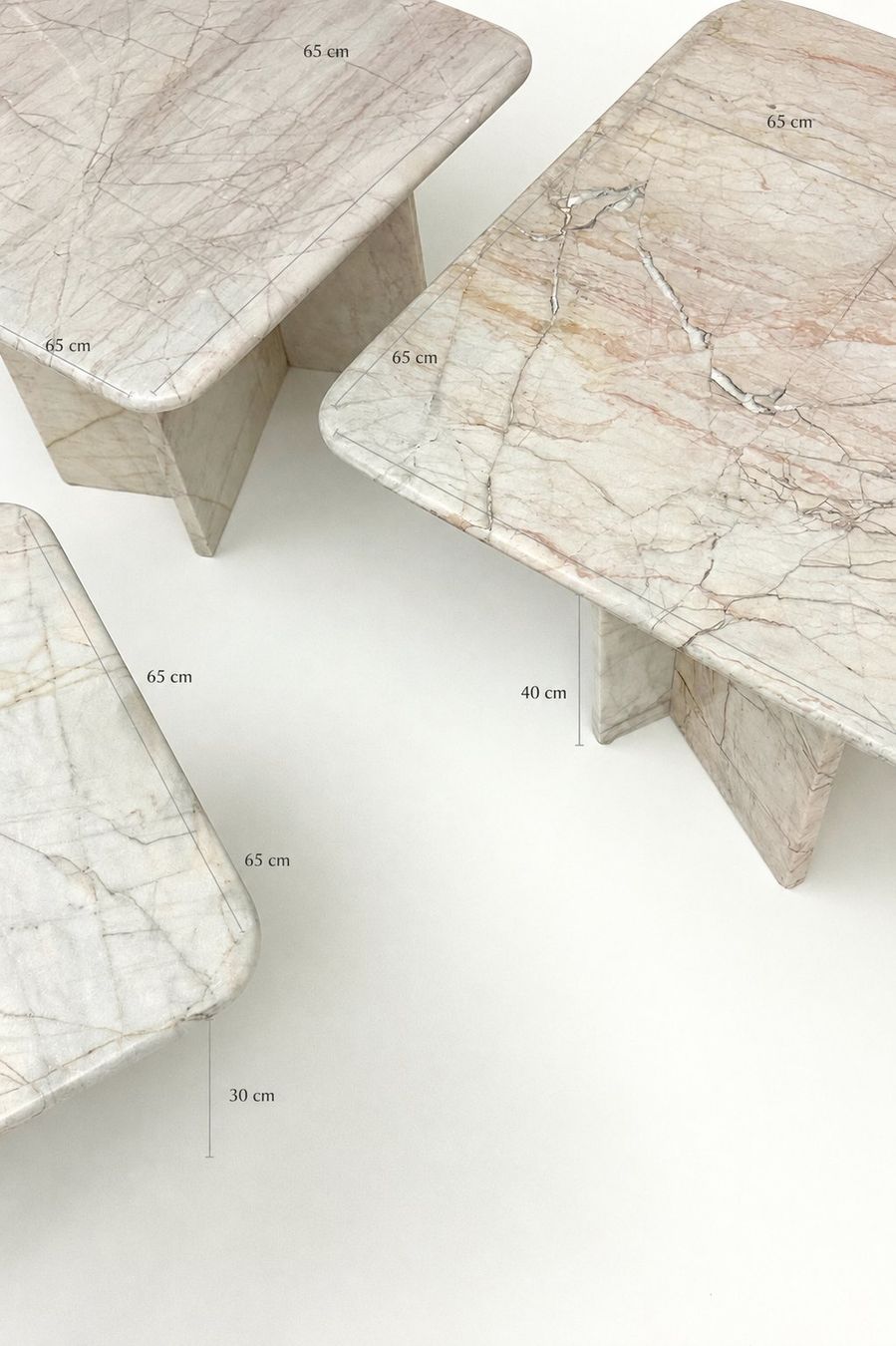 Set di tavolo e panche: 3er-Set Vintage Marmortische – Usato da Dagmersellen venduto da vvinteriorhome 3