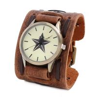 Quarzuhr im Punk-Stil mit braunem Lederarmband
