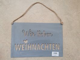 Riffelmacher Türschild Wir lieben Weihnachten Hellgrau 30 cm