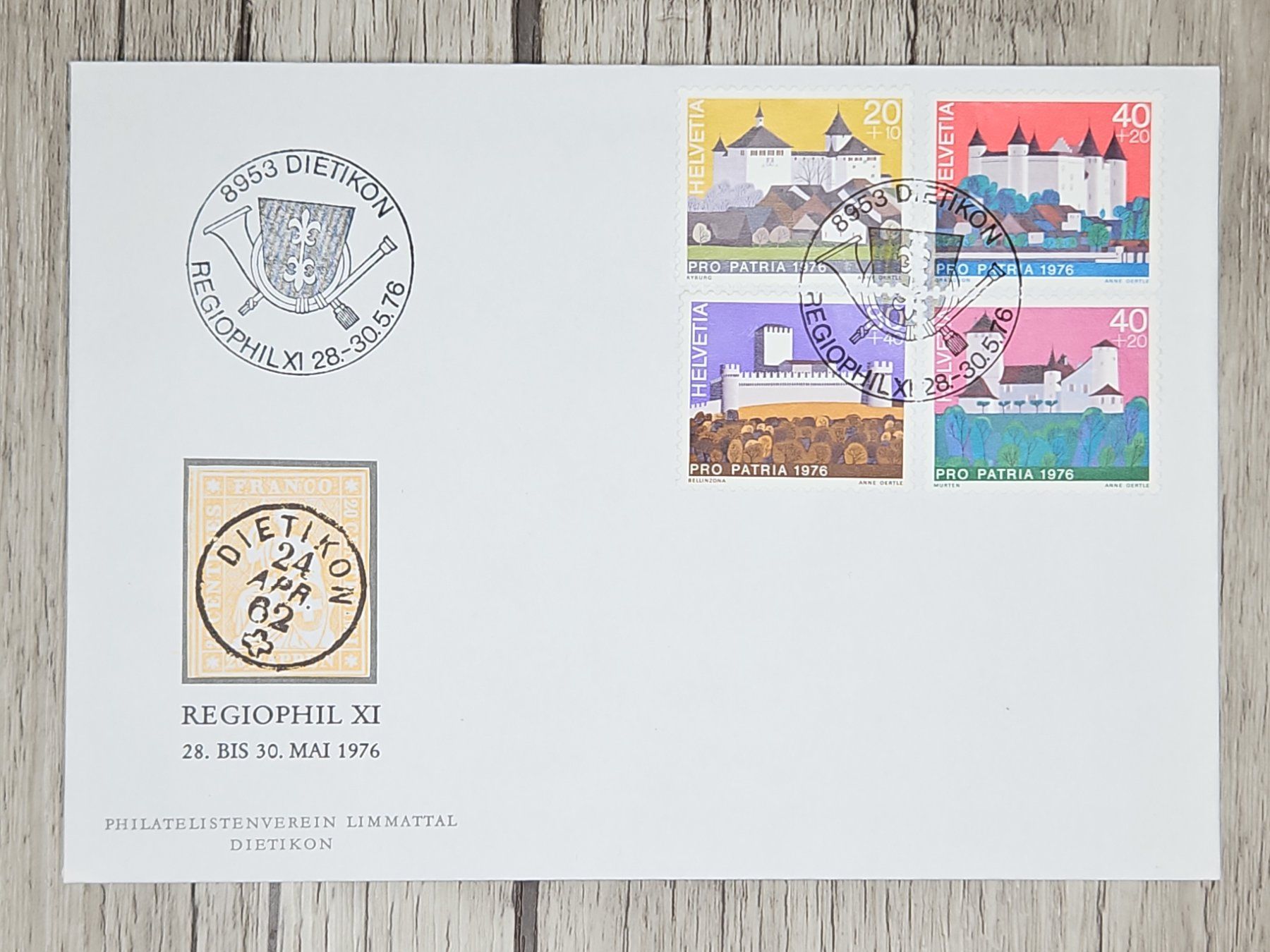 Tutti i francobolli: CL09 Enveloppe + Timbre Suisse 1976 – Usato da Cousset venduto da Patrick_Collections