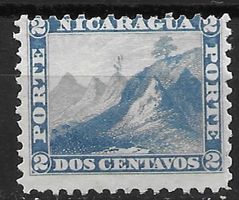 Nicaragua 1869: Berglandschaft 2 Centavos blau