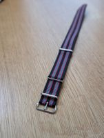 22mm NATO Nylon Watch Strap - Bond stripes -  Black Grey Red