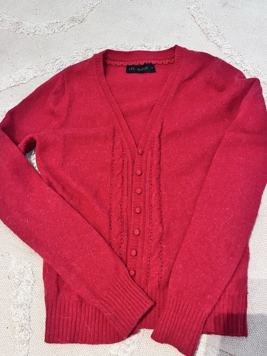 Giacche: Red Cardigan/Rote Jacke 80% Lambswool Size S – Usato da Turgi venduto da SvetlaM