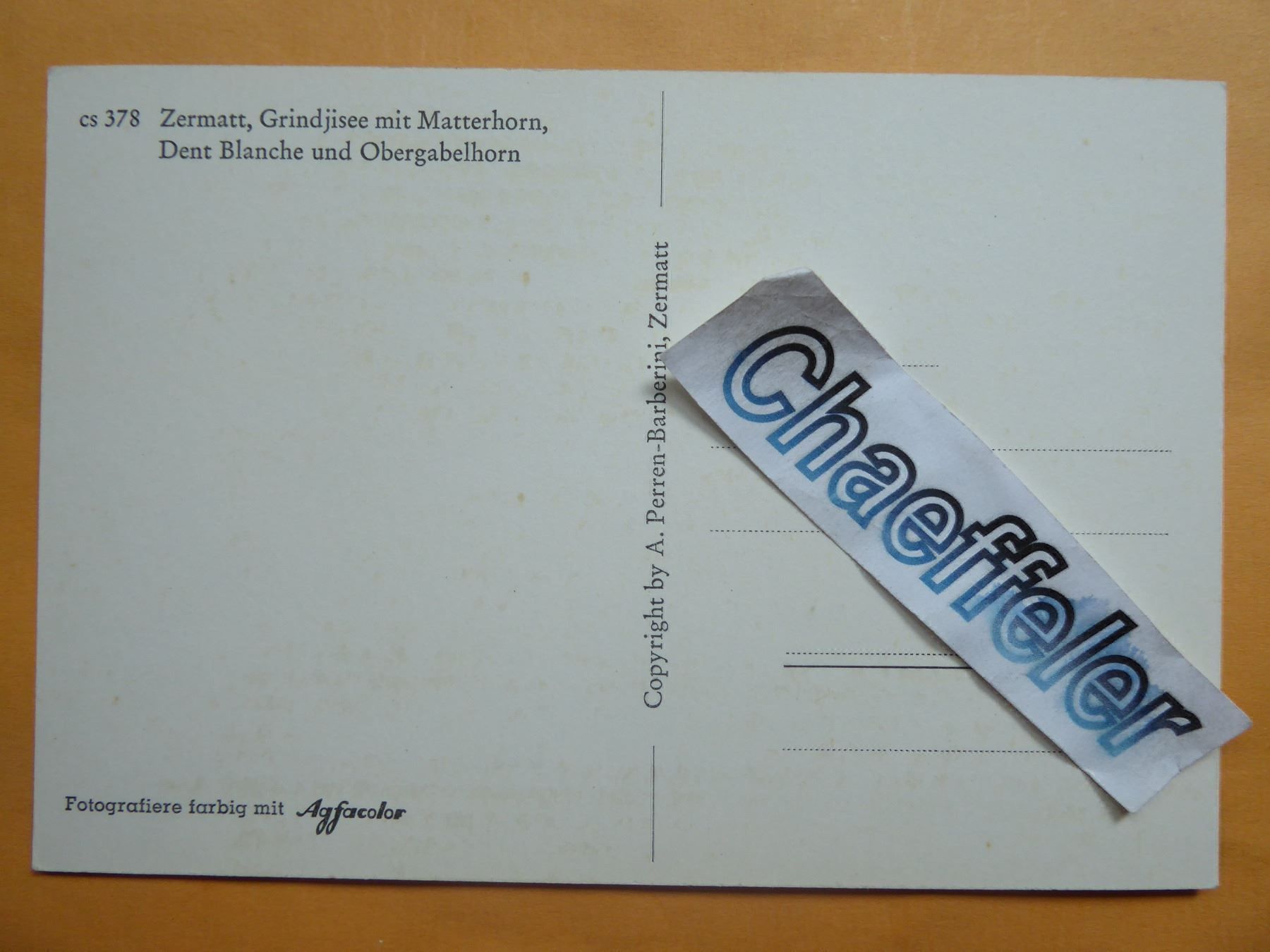 Cartoline postali: cs 378 Zermatt, Grindjisee m. Matterhorn – Nuovo (secondo la descrizione) da Zürich venduto da Chaeffeler 1