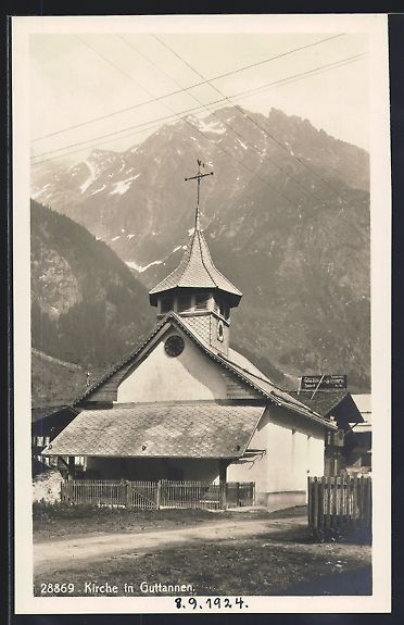 Cartoline postali: AK Guttannen, Kirche mit Bergen – Usato da Berlin venduto da bartko-reher
