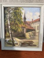 Tableau huile sur toile, paysage Suisse, signé