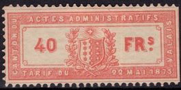 40 Fr Fiskalmarke vom Kanton WALLIS