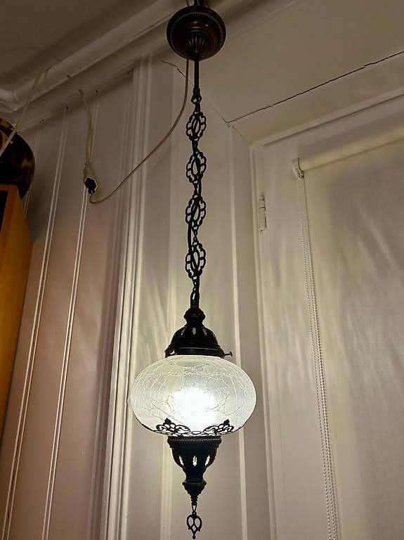 Lampadari & plafoniere: Orientalische Hängelampe mit "Crakle Glas" / antik Messing – Usato da St. Gallen venduto da matasurf 1