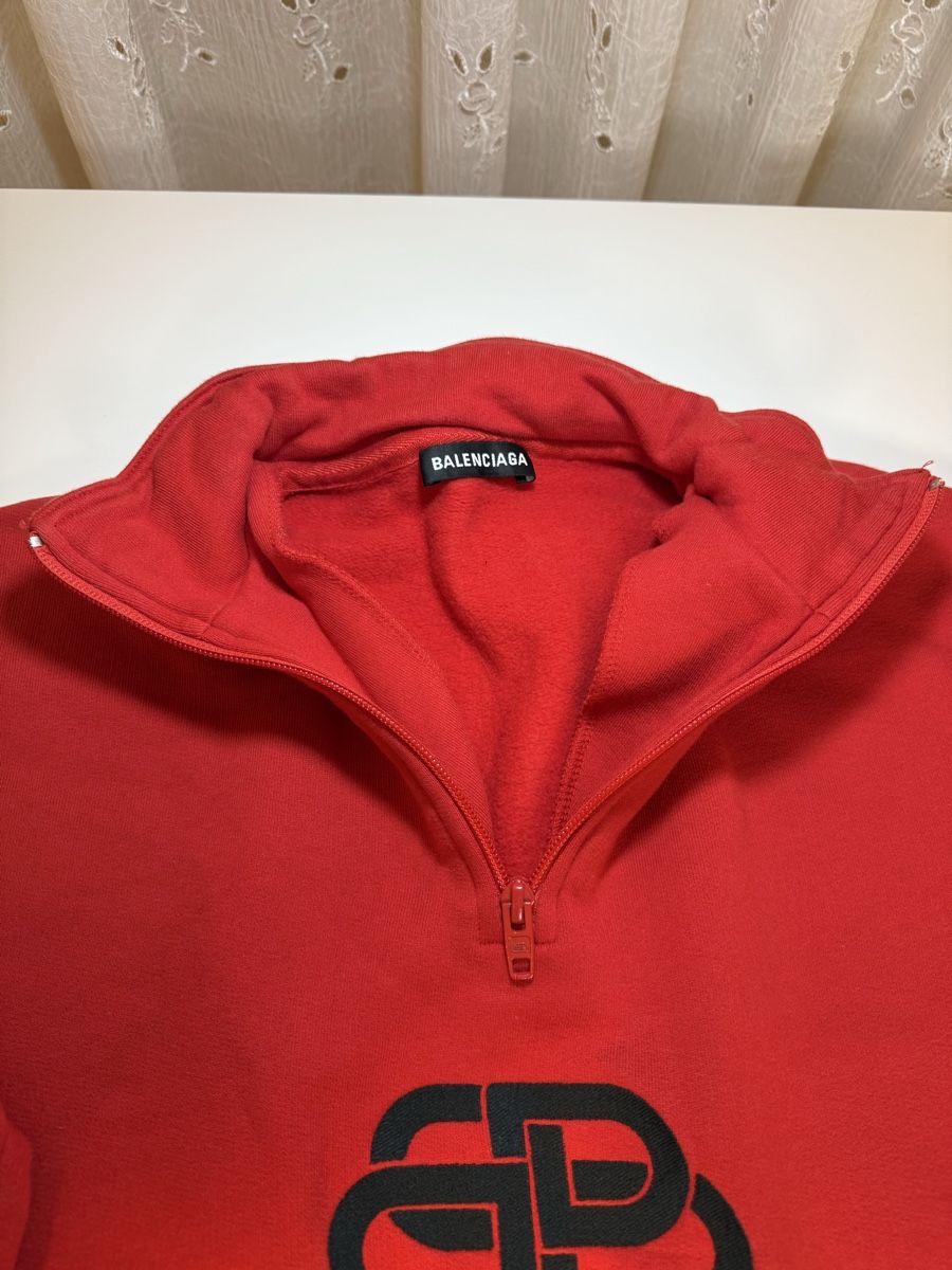 Balenciaga Maglioni & Felpe: Balenciaga Red Quarter Zip BB Sweatershirt Oversized – Nuovo (secondo la descrizione) da Genève venduto da ali_5msd 2