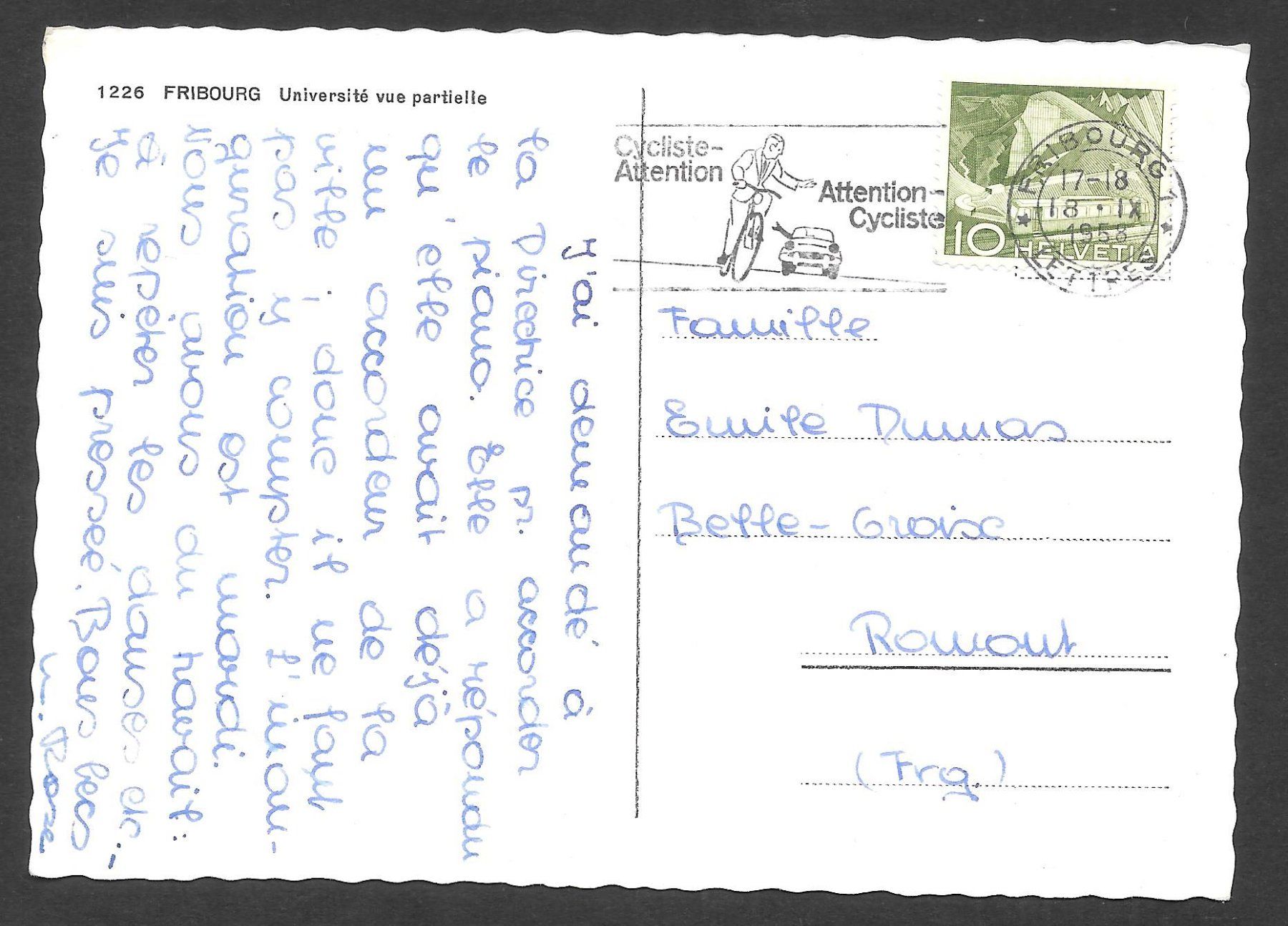 Cartoline postali: Fribourg Université vue partielle – Usato da Olten venduto da clotaldi 1