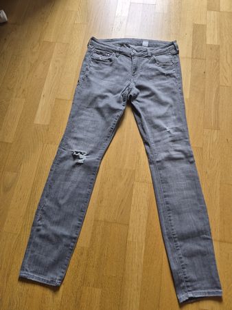 Jeans Damen grau Grösse 29/32 Skinny Low Waist Destroyed