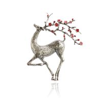 Brosche/Amulett ( 2 in 1) Hirsch mit Blumen