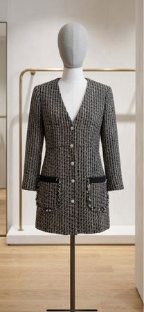 Zara Tweed Blazer Jacket Black White Textured Size S