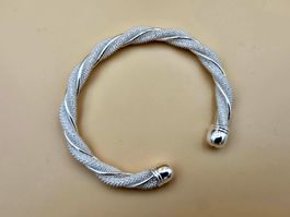 Bracelet Jonc Argenté Torsadé Élégant