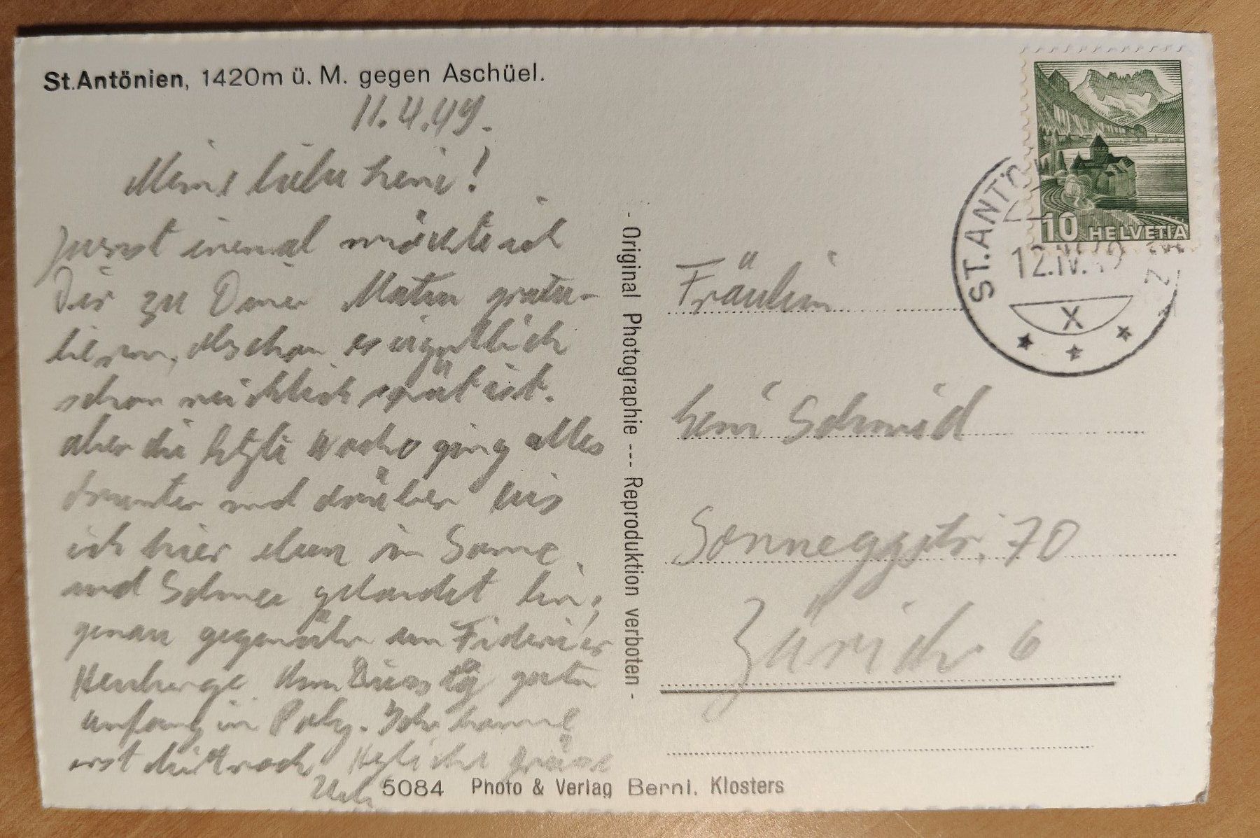 Cartoline postali: St. Antönien um 1945 – Usato da St. Erhard venduto da Chaeferli6 1