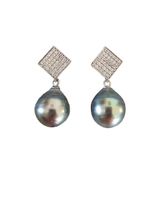 EchteTahiti Perlen mit Diamant Ohrringe abnehmbar 18K WG 750