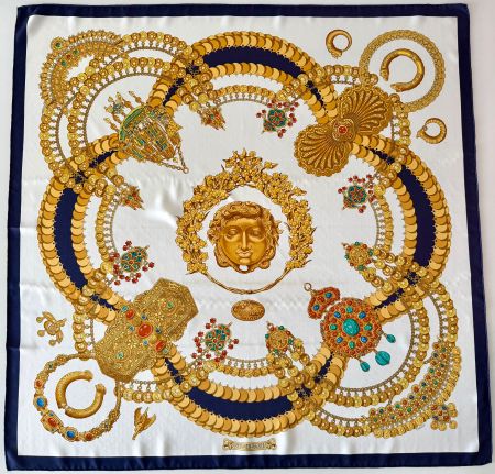 Superbe foulard HERMES-Paris "Kosmina" 1994 + box original