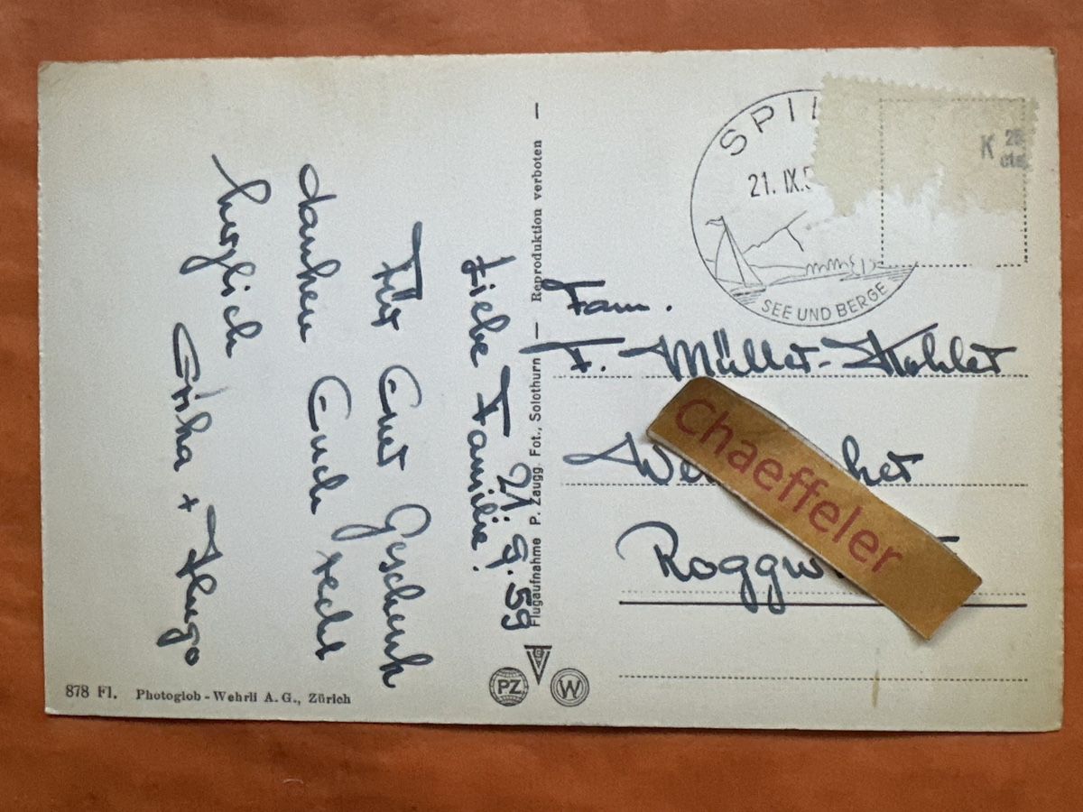 Ansichtskarten: 1959 Spiez – Gebraucht aus Zürich von Chaeffeler 1