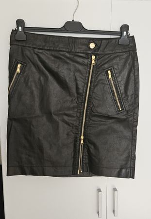 Moschino Couture Lederoptikrock, schwarz, Gr. 38, Top Zustan