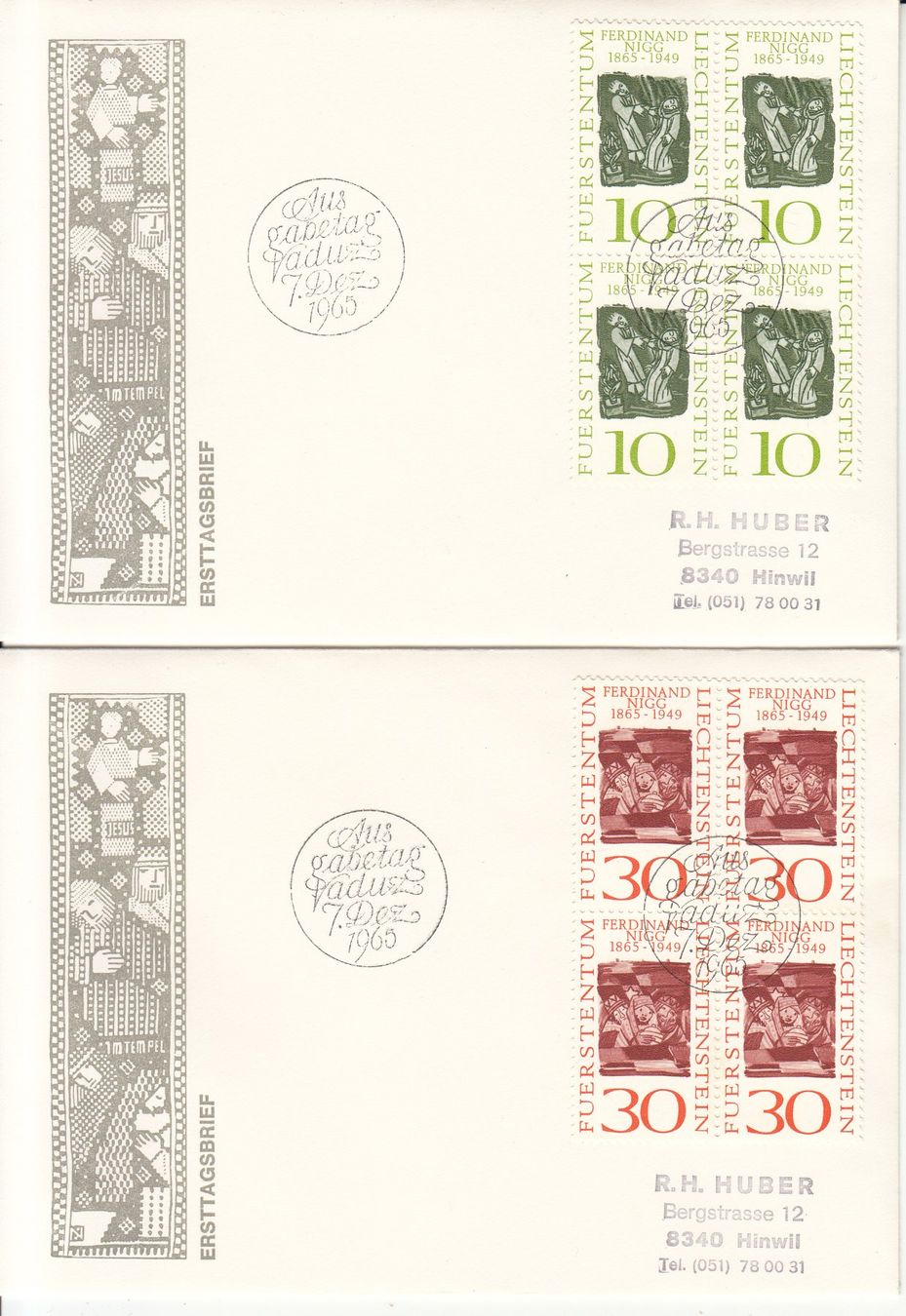 Tutti i francobolli: LBK 390 - 392 im 4er-Block FDC – Usato da Bürglen TG venduto da StampGraf 1