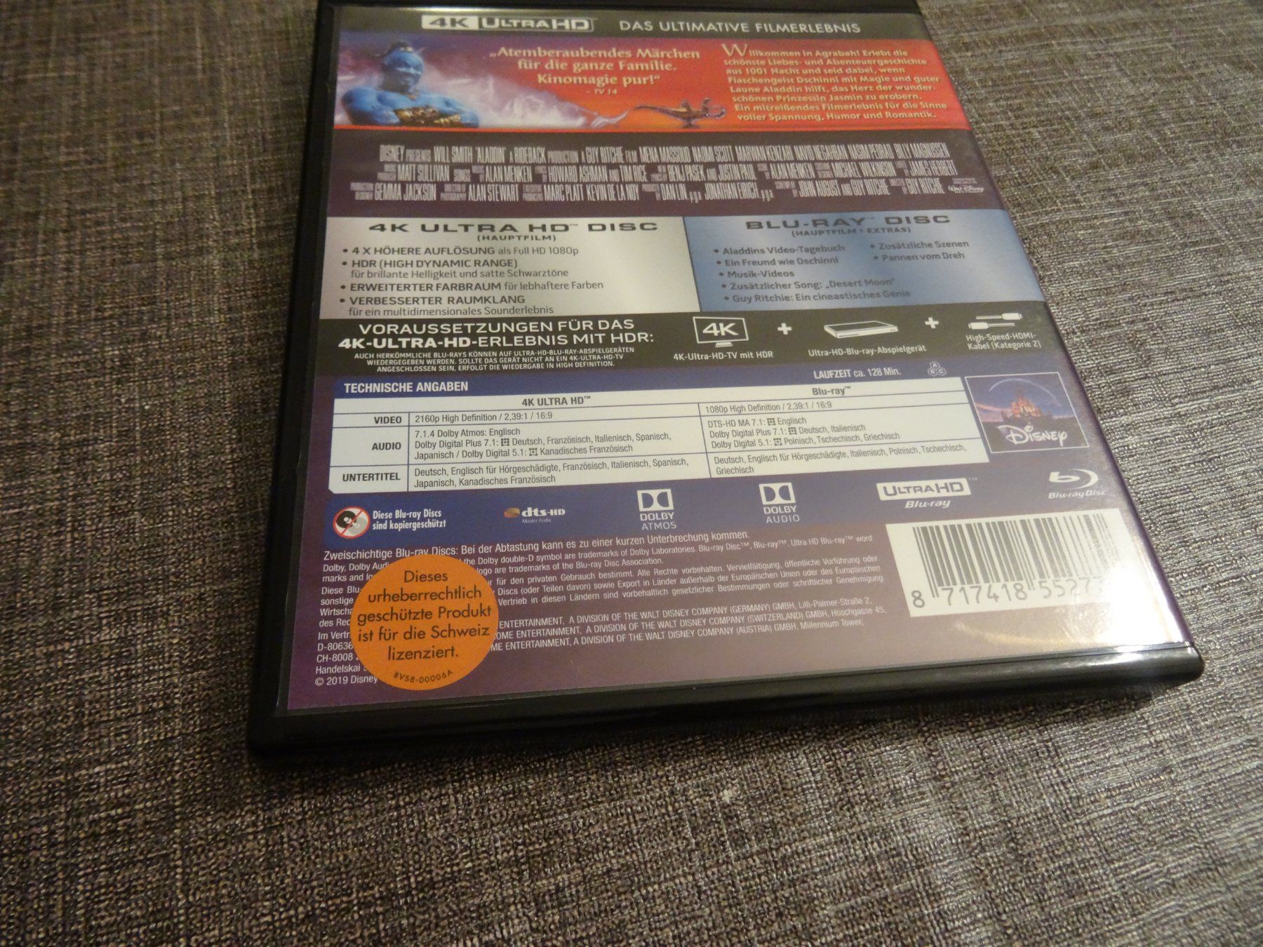Tous les DVDs: Disney Aladdin 4K UHD Blu-ray – D'occasion à Olten par Disc-Verkauf 2