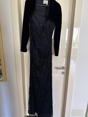 Yves Saint Laurent Black Velvet & Lace Dress, Size S