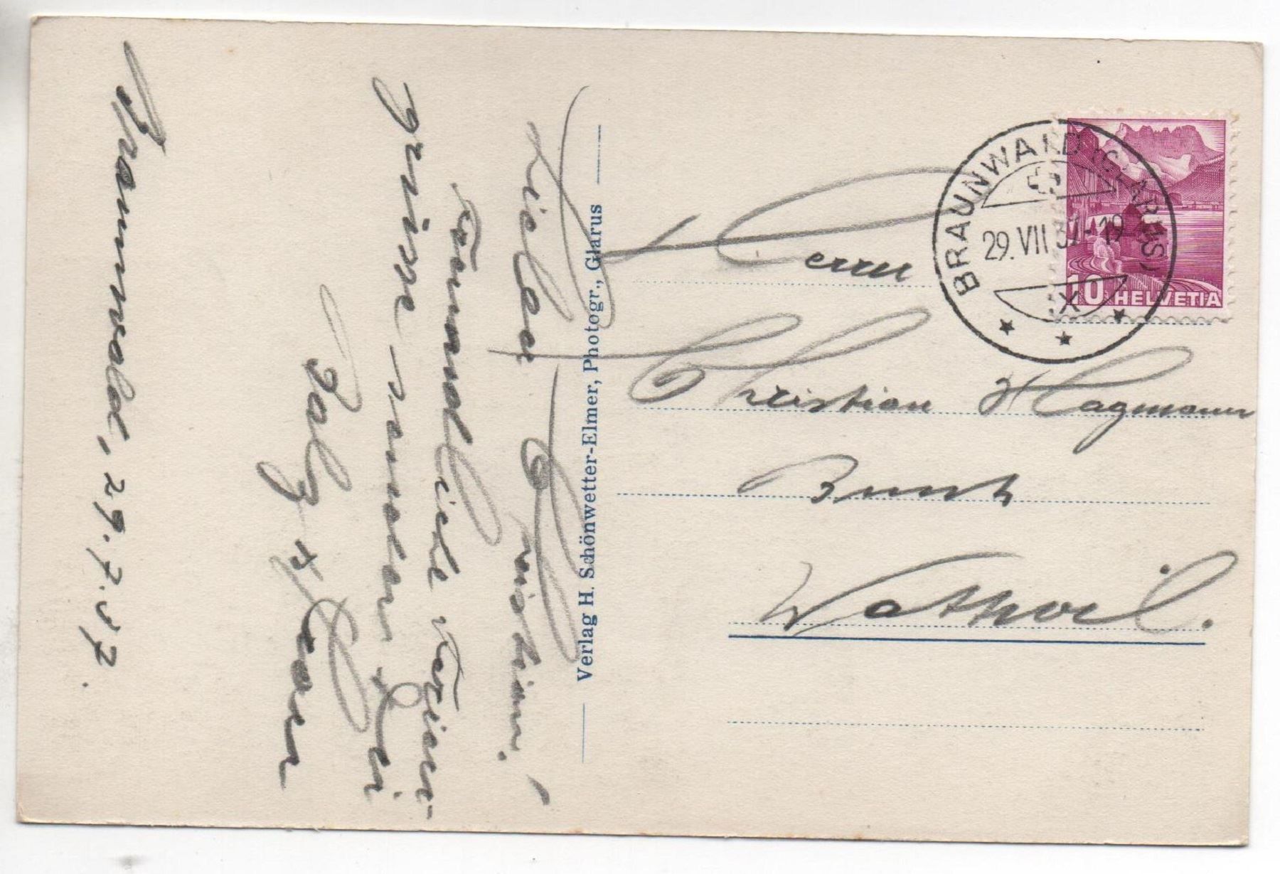 Cartoline postali: BRAUNWALDALP mit Eckstock - Bauer m. Kühe – Usato da Jona venduto da philajona 1