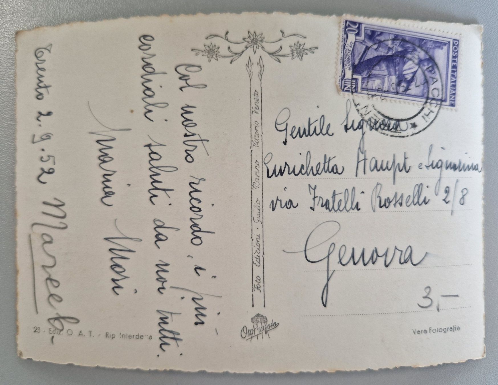 Cartoline postali: Trento, Trient - Panorama 1952 – Usato da Melchnau venduto da Fishel 1