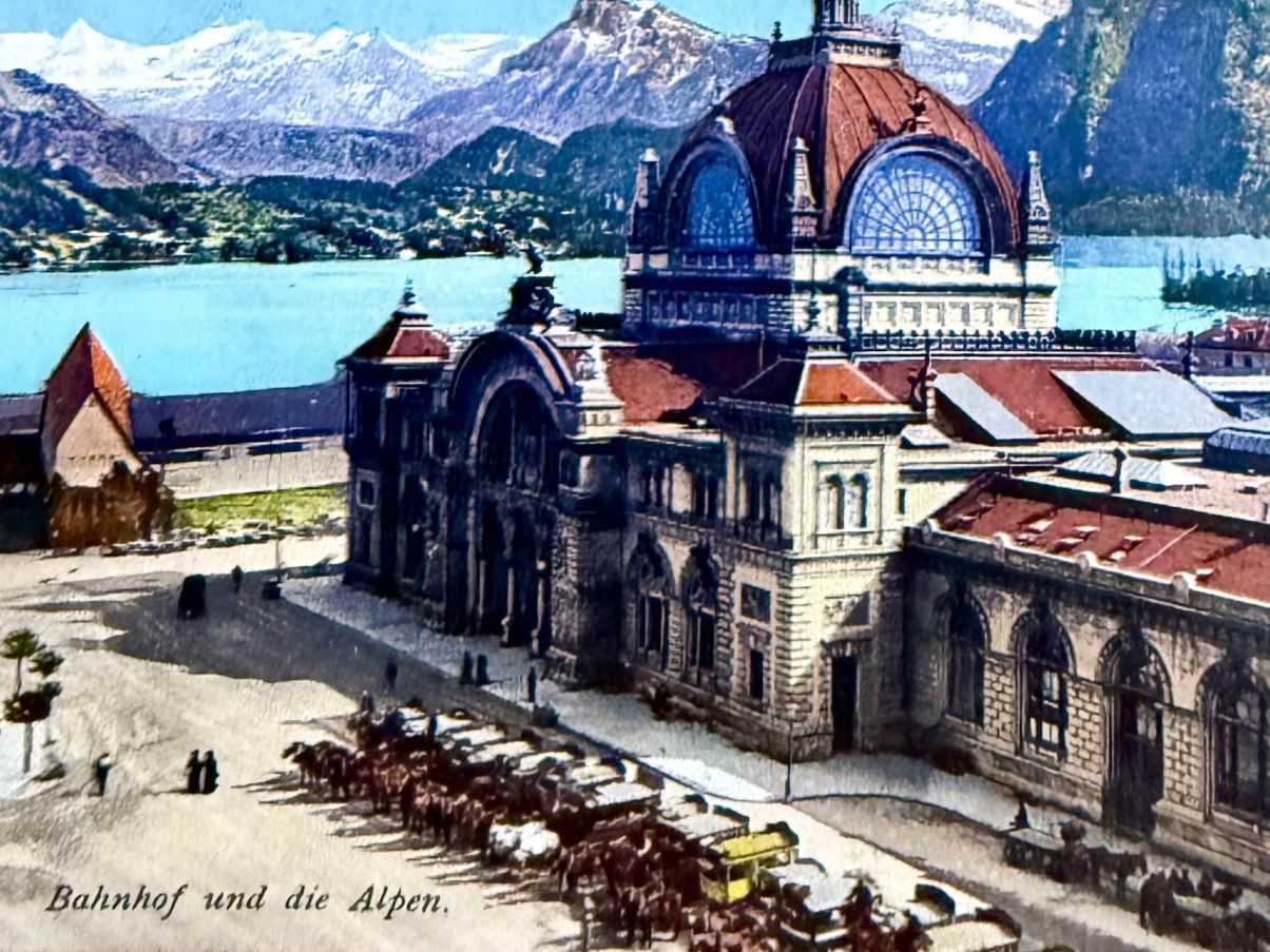Ansichtskarten: Luzern - Bahnhof - Calèches 1915 – Gebraucht aus Lutry von Ediego 2