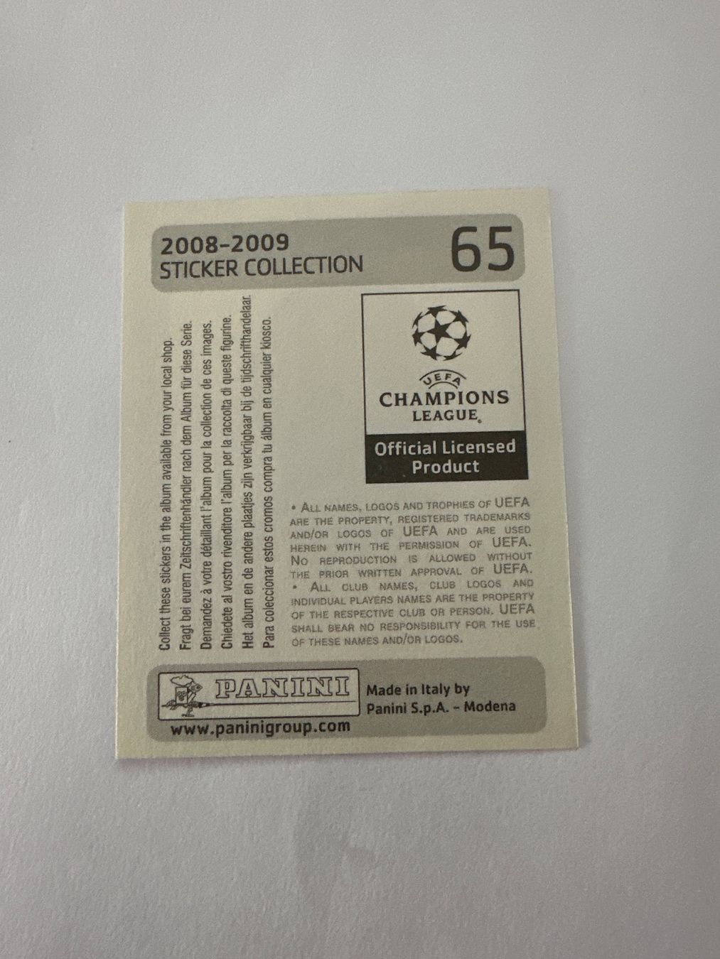 Panini Carte collezionabili: Panini UEFA Champions League 2008-2009 - Nr. 65 – Usato da Sulz AG venduto da DealWerk 1