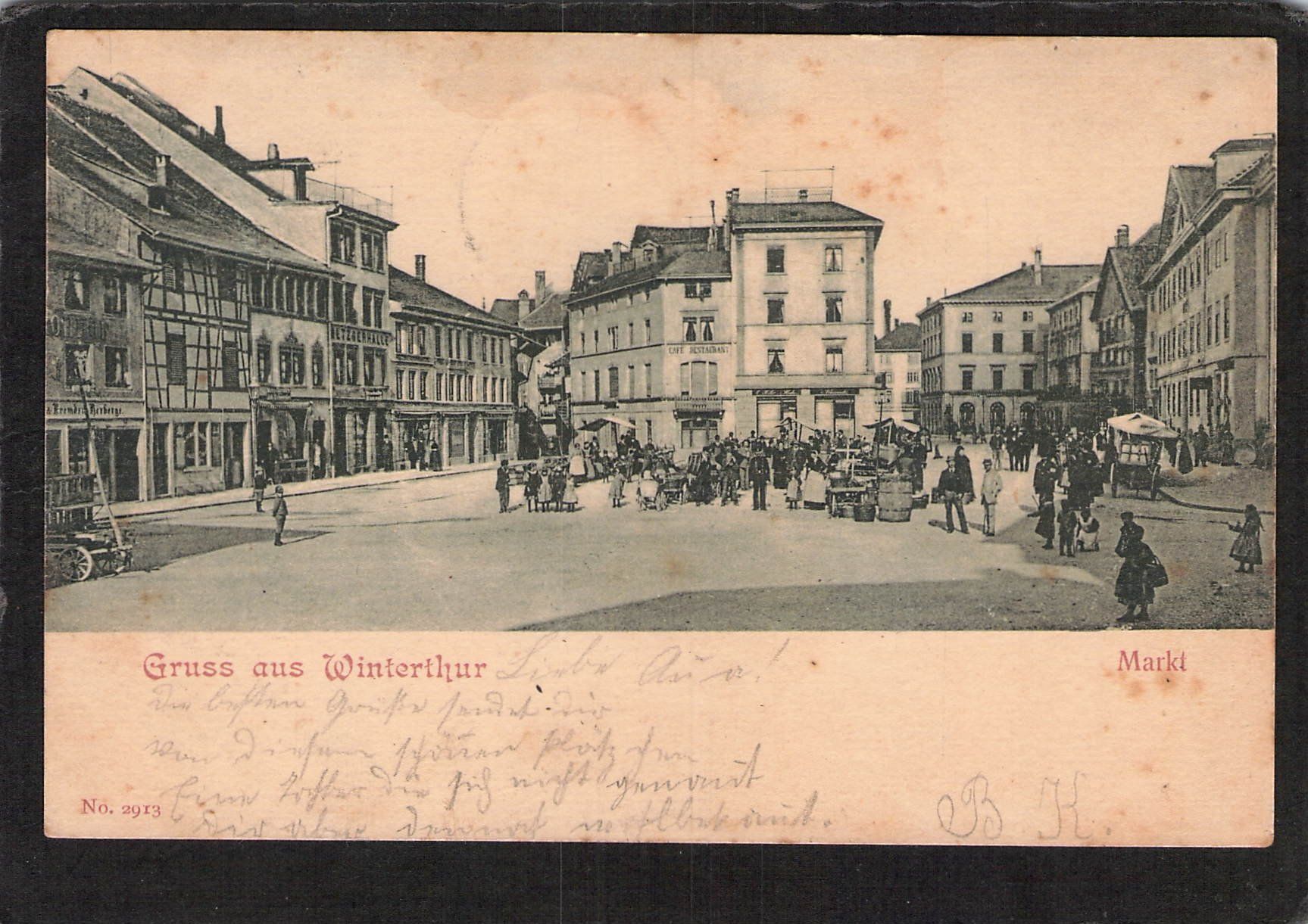 Cartoline postali: Winterthur ZH , Markt , gel. 1900 – Usato da Reichenburg venduto da ibiza18