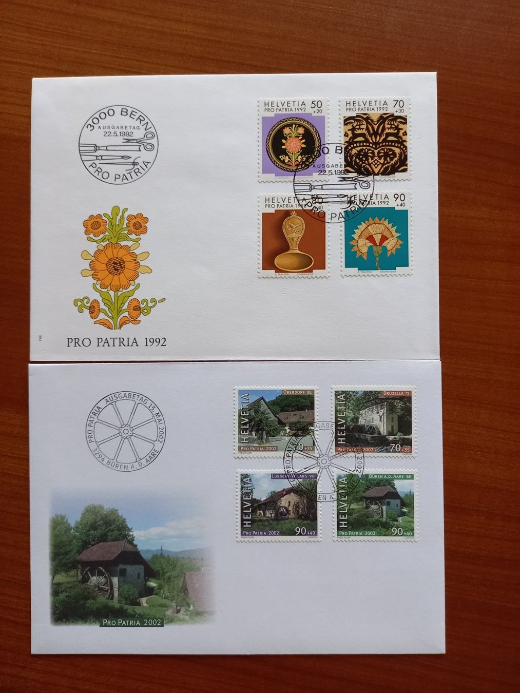 Alle Briefmarken: FDC 1er jour Pro Patria 1992 et 2002 – Gebraucht aus Courtételle von Chris28