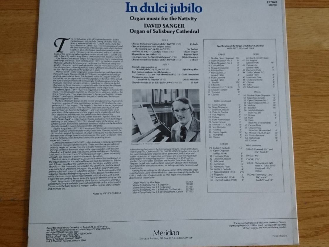 Dischi in vinile: In dulci jubilo Organ Salisbury Cathe.LP – Usato da Luzern venduto da Einh0rn 1