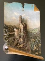 Relief Keramik Burg Turm dreidimensional farbig Deko Bild