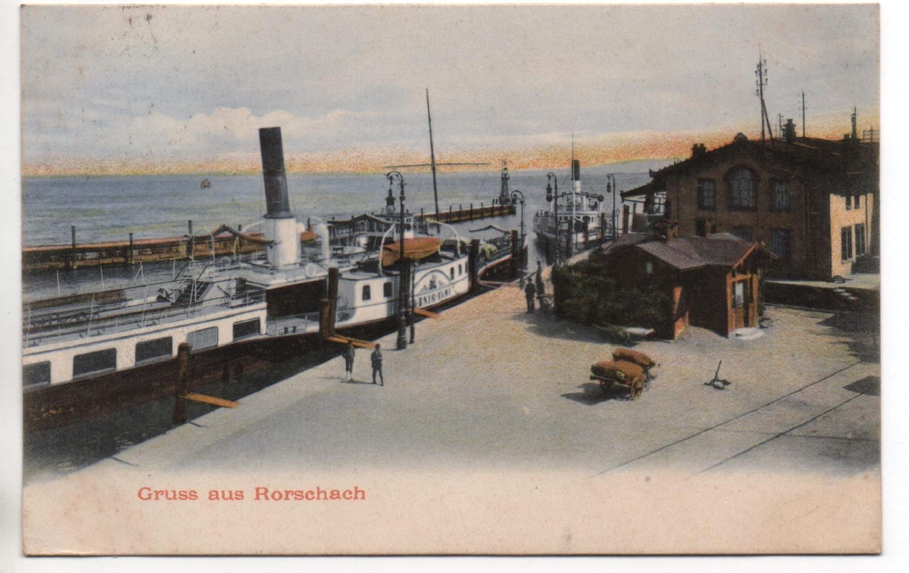 Cartoline postali: Gruss aus RORSCHACH Dampfschiff – Usato da Jona venduto da philajona