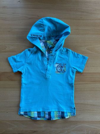 Türkisfarbene T-Shirt mit Kapuze Grösse 92
