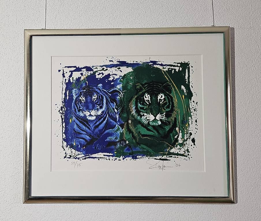 Grafica & Litografie: Rolf Knie "Zwei Tiger" Serigraphie, handsigniert – Usato da Kriens venduto da Chilimaus0