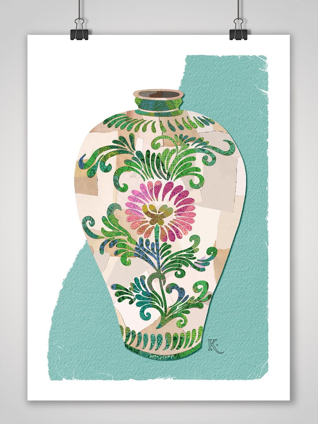 Poster & Bilder: Kunstdruck - KOREANISCHE VASE - Collage von Ch. Kitzmüller – Neu und originalverpackt aus Bülach von chr_fdw8