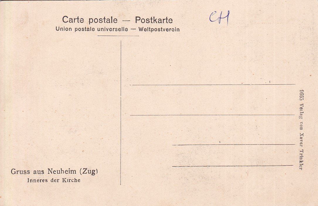 Ansichtskarten: Neuheim  ZG  -   Inneres der Kirche – Gebraucht aus Brig von Valcards54 1