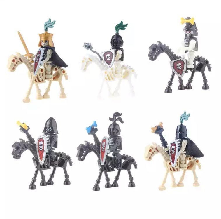 6 Skelett-Kämpfer mit Mount Ritter - Figuren | für Lego (Neu und ...