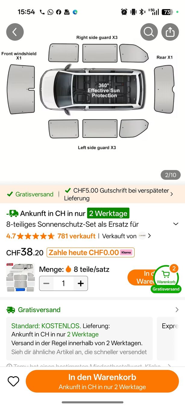 Accessori per altri veicoli: Sonnenschutz Auto – Nuovo (secondo la descrizione) da Zürich venduto da Fabienne.S01 1