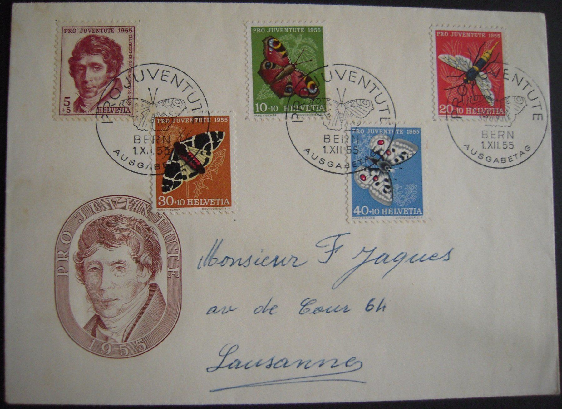 Tutti i francobolli: PJ 1955  FDC, deutsch – Usato da Stallikon venduto da Saentis2014