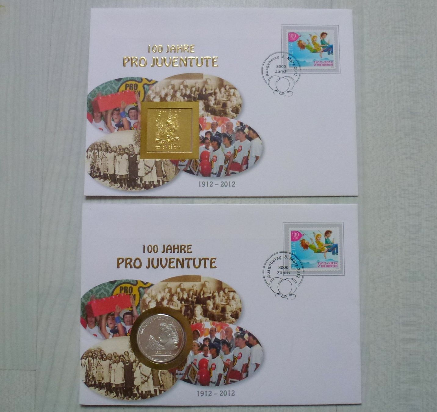 Alle Münzen: ++ 2 Numisbriefe - 100 Jahre Pro Juventute 1912-2012 – Gebraucht aus Walkringen von Casablanca777
