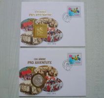 ++ 2 Numisbriefe - 100 Jahre Pro Juventute 1912-2012