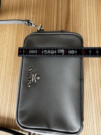 mini crossbody bag Prada in leather Saffiano grey