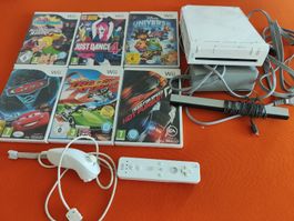 Nintendo Wii Konsole mit Zubehör und 6 Spielen weiss