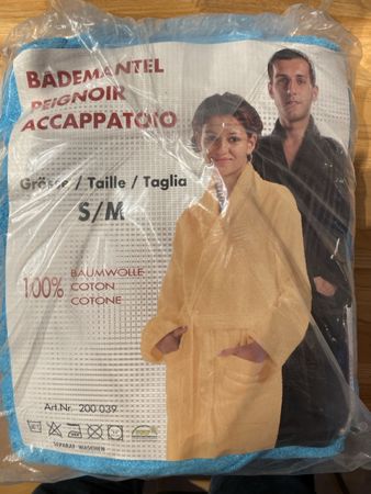 Neuer Bademantel, Grösse S/M, 100% Baumwolle, Türkis!