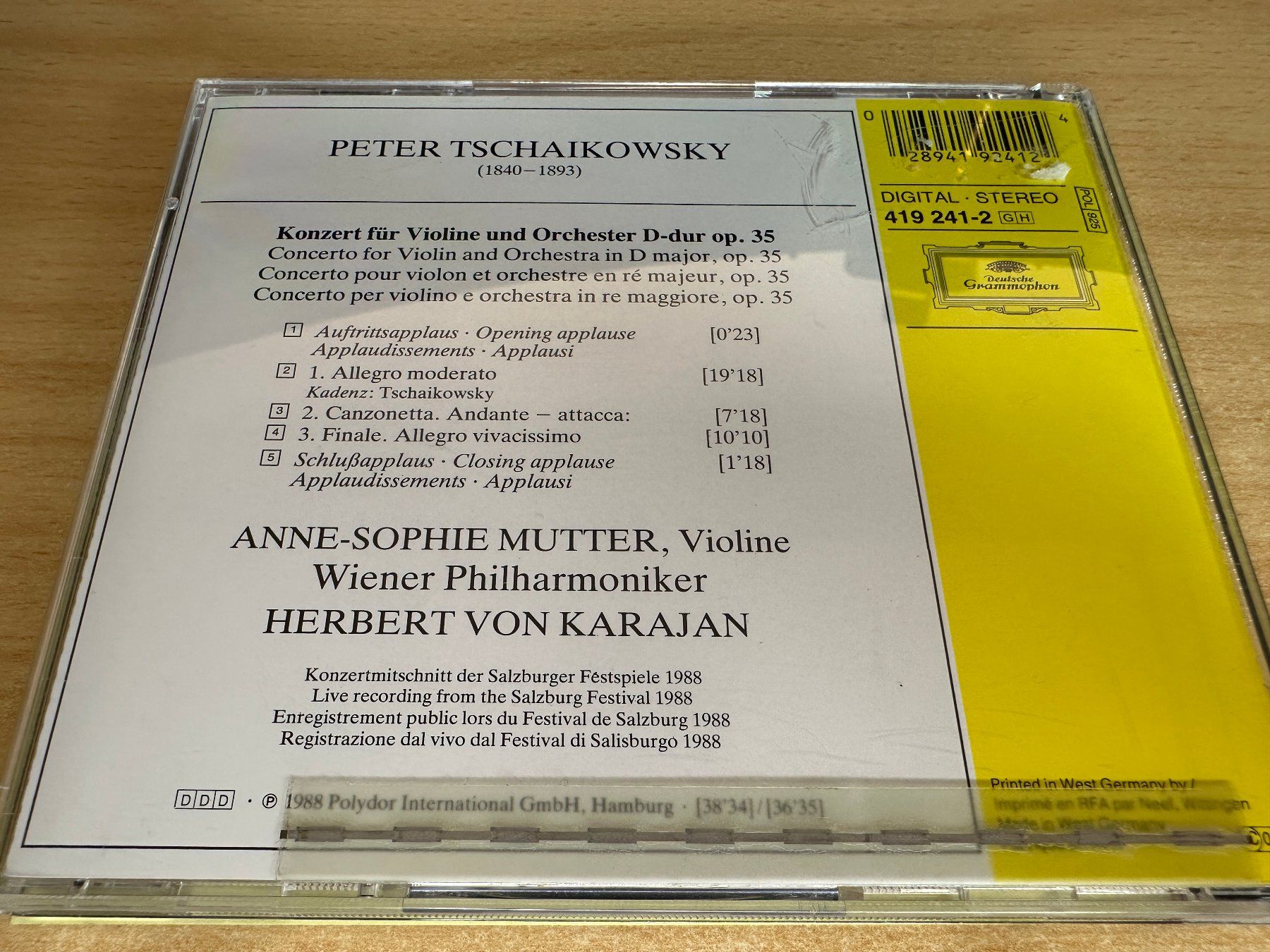 CDs: I9 Tschaikowsky Mutter Herbert von Karajan – Violinkonzert – Gebraucht aus Rikon im Tösstal von Alpenmutz 1