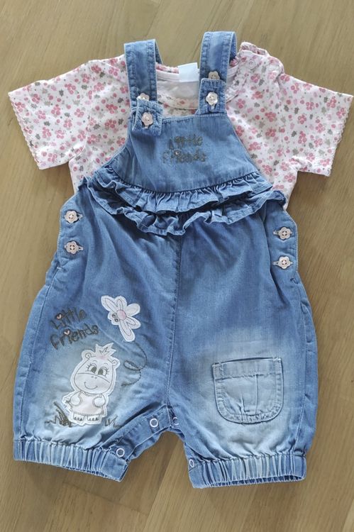 Blouses, T-shirts & Tops: Süsses Mädchen T-shirt & kurze Latzhosen, Gr. 74, sommerlich – D'occasion à Lufingen par Laudine_G 1