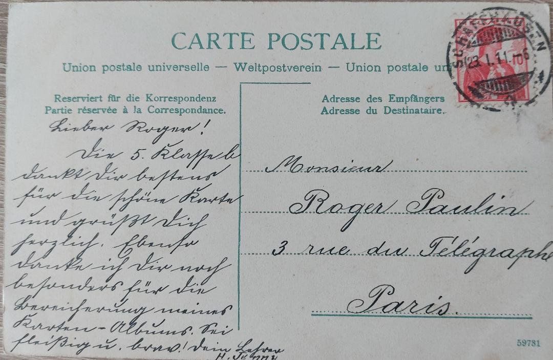 Cartoline postali: SCHAFFHAUSEN  -  Kantonsschule, Munoth  -  1911 – Usato da Delémont venduto da Domdom1 1